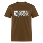 Type 1 Diabetes Warrior Blue Ribbon Pride T-Shirt - brown