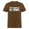 Type 1 Diabetes Warrior Blue Ribbon Pride T-Shirt - brown