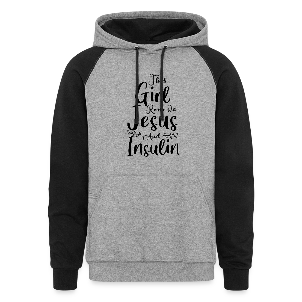 This Girl Runs On Jesus And Insulin Diabetic Warrior Premium Hoodie - heather gray/black