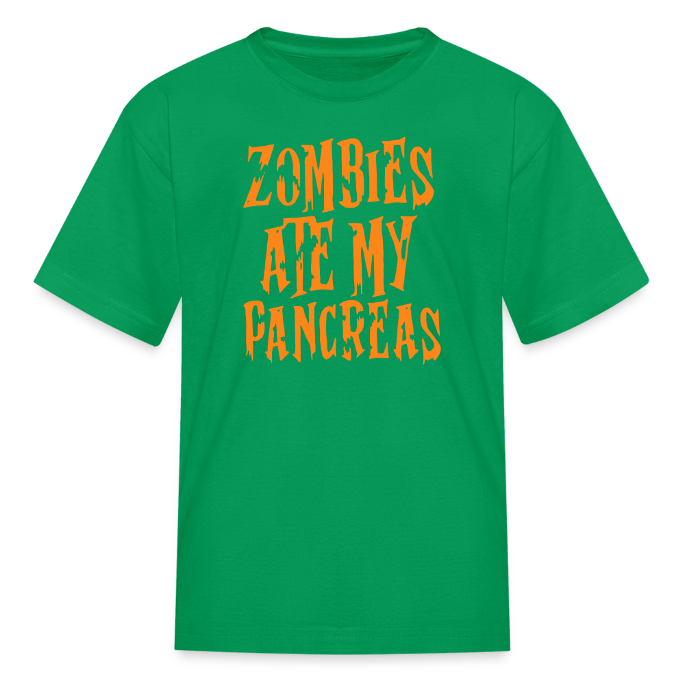 Zombies Ate My Pancreas Halloween Kids' T-Shirt - kelly green