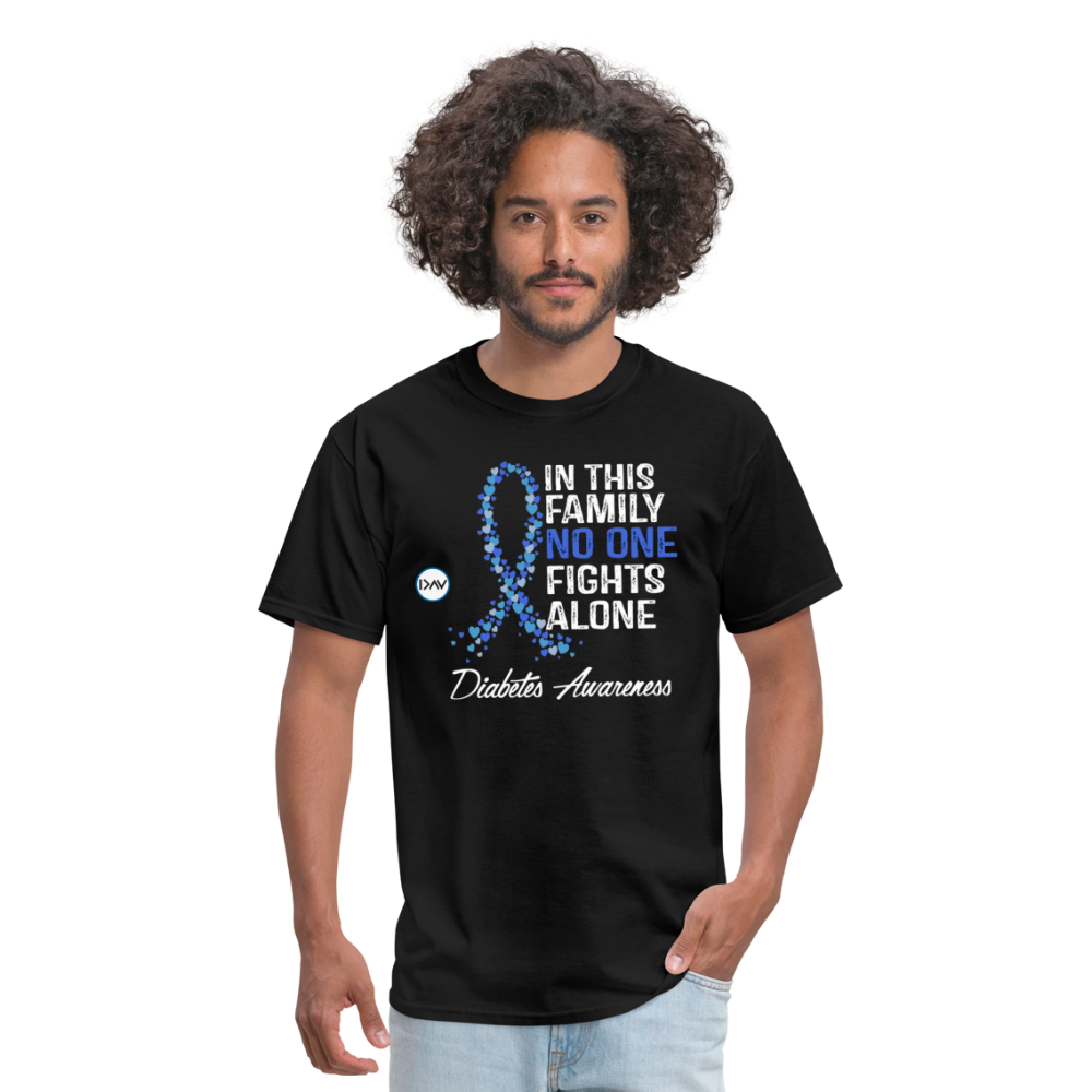 Family No One Fights Alone Diabetes Awareness Adult Unisex T-Shirt - black