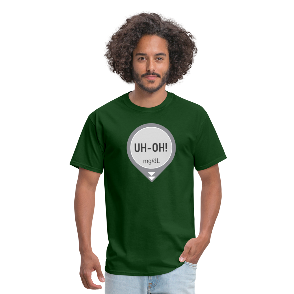 UH-OH! Dexcom Lows Alert Humor Adult Unisex T-Shirt - forest green