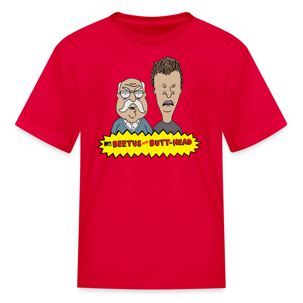 Beetus and Butthead kids diabetes humor T-shirt in red