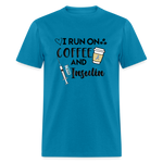 I Run On Coffee & Insulin Adult Unisex Softstyle T-Shirt - turquoise
