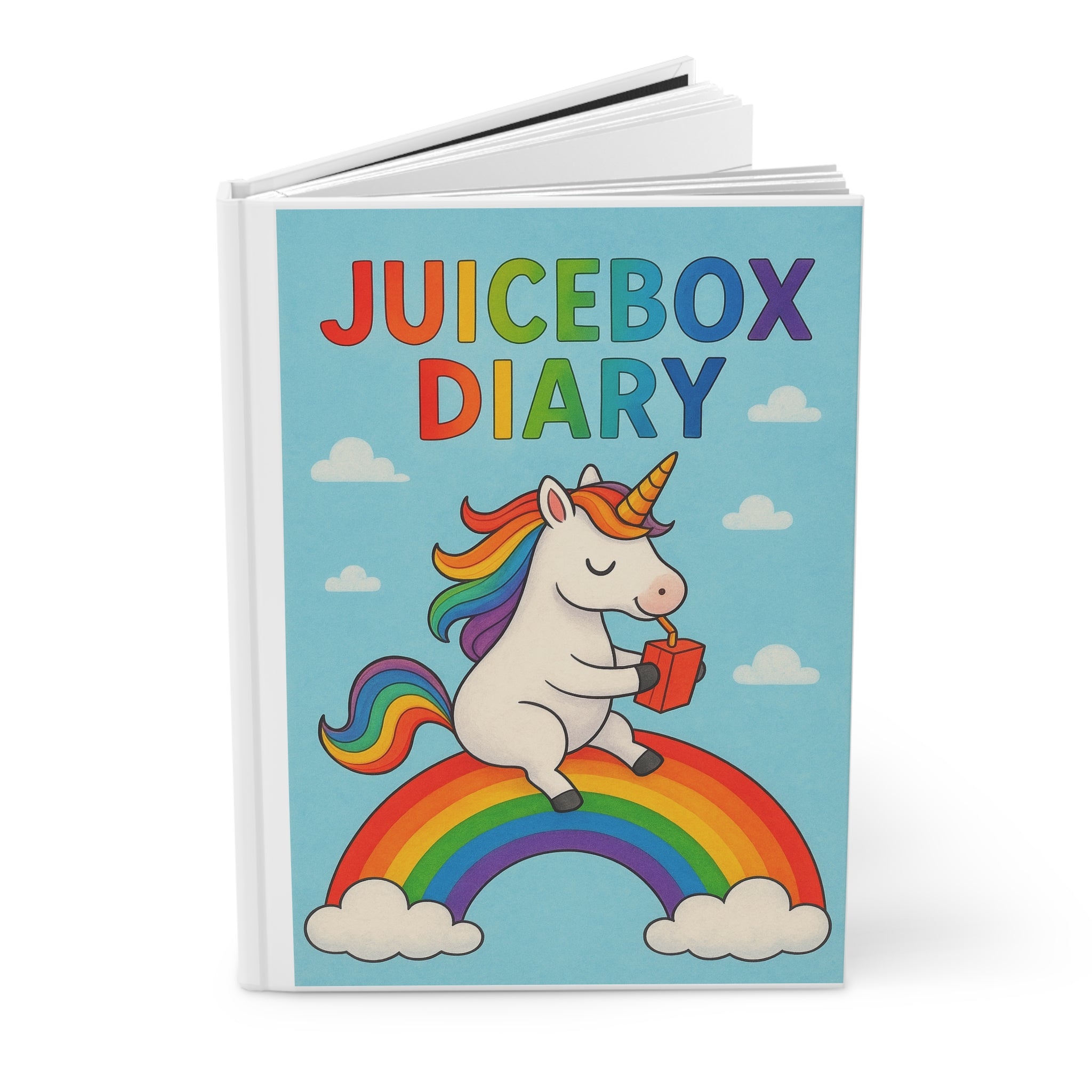 Unicorn Rainbow Journal — "Juicebox Diary" Inspirational Hardcover Notebook