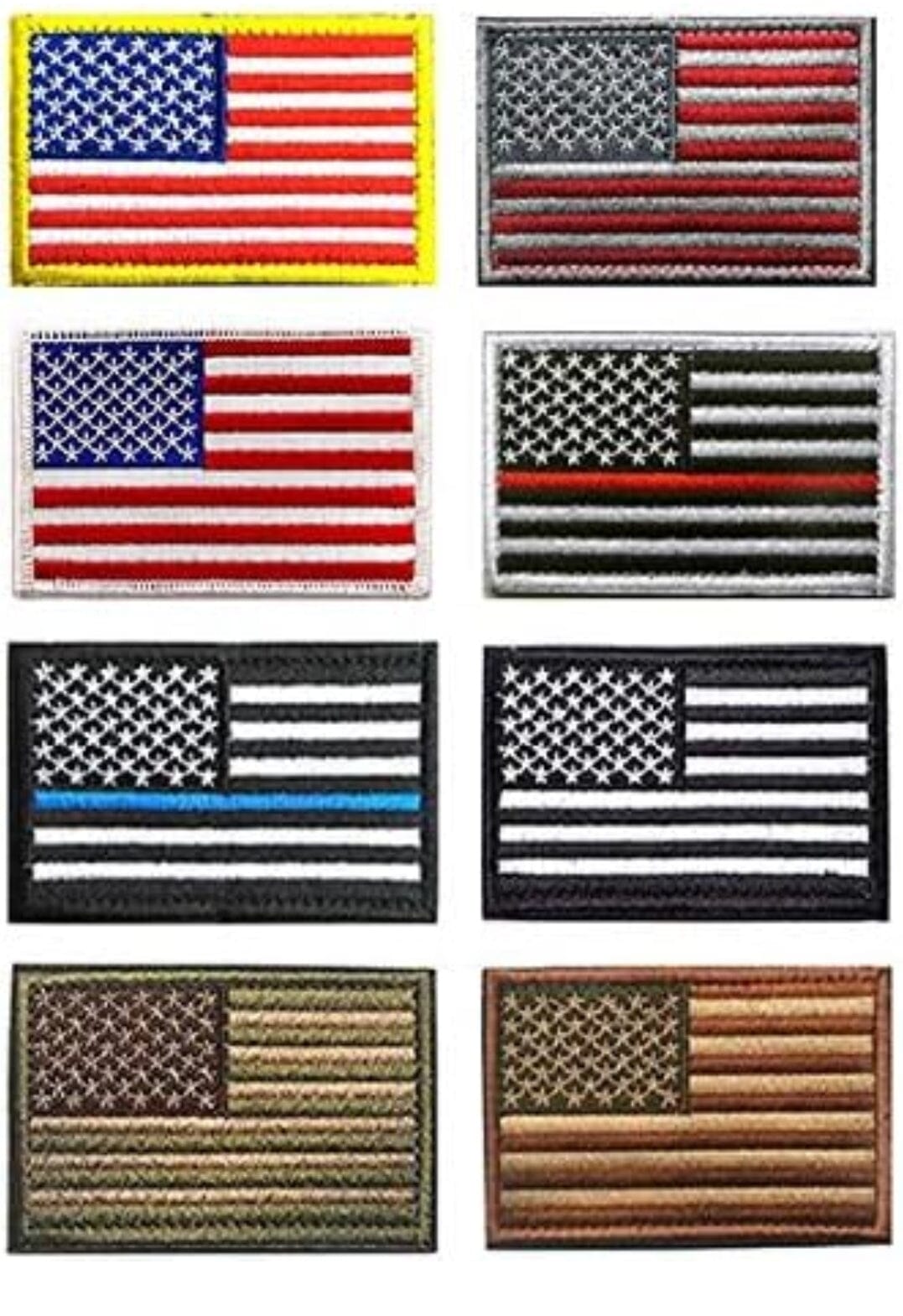[8 Pack] 2x3" American Flag & Patriotic Velcro Embroidered Patches : Freedom Band Hook & Loop Patch Bands For Diabetics 