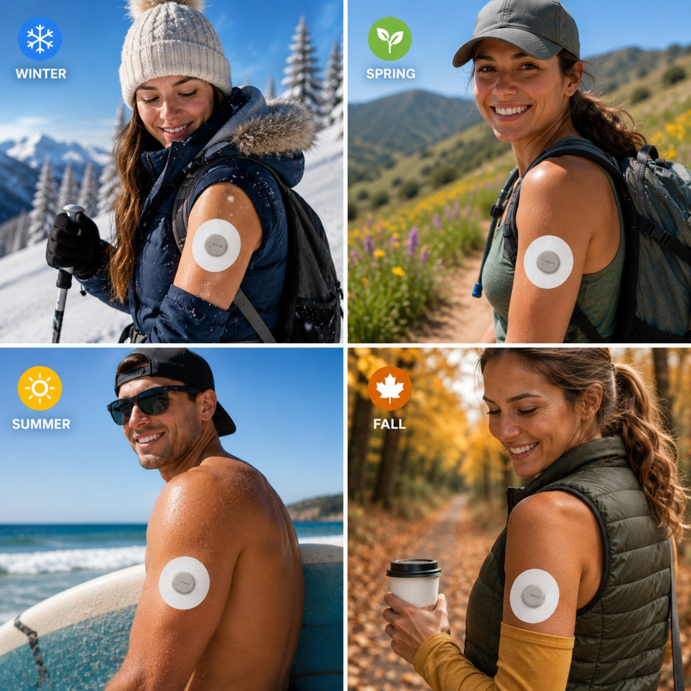Dexcom G7 family CGM overpatch with precision center cutout for direct-to-skin wear