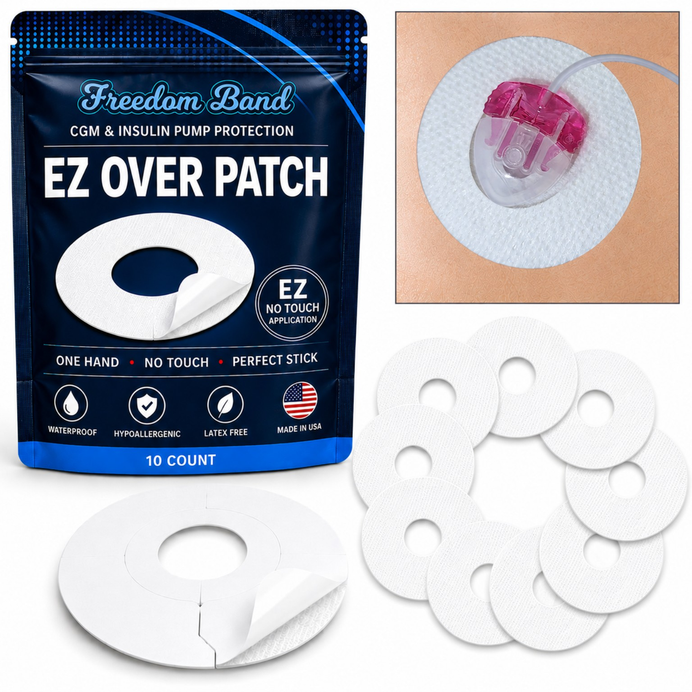 Tandem t:slim X2 and Mobi infusion set cannula overpatch for insulin pump site protection
