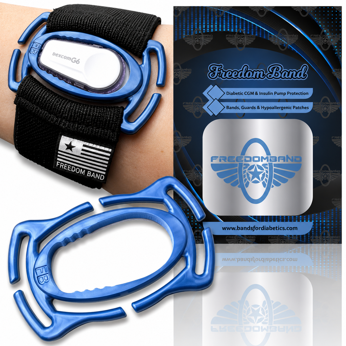 Dexcom G6 Starter Kit : Protective Case & Two 2" Wide Velcro® Waist & Armband Combo