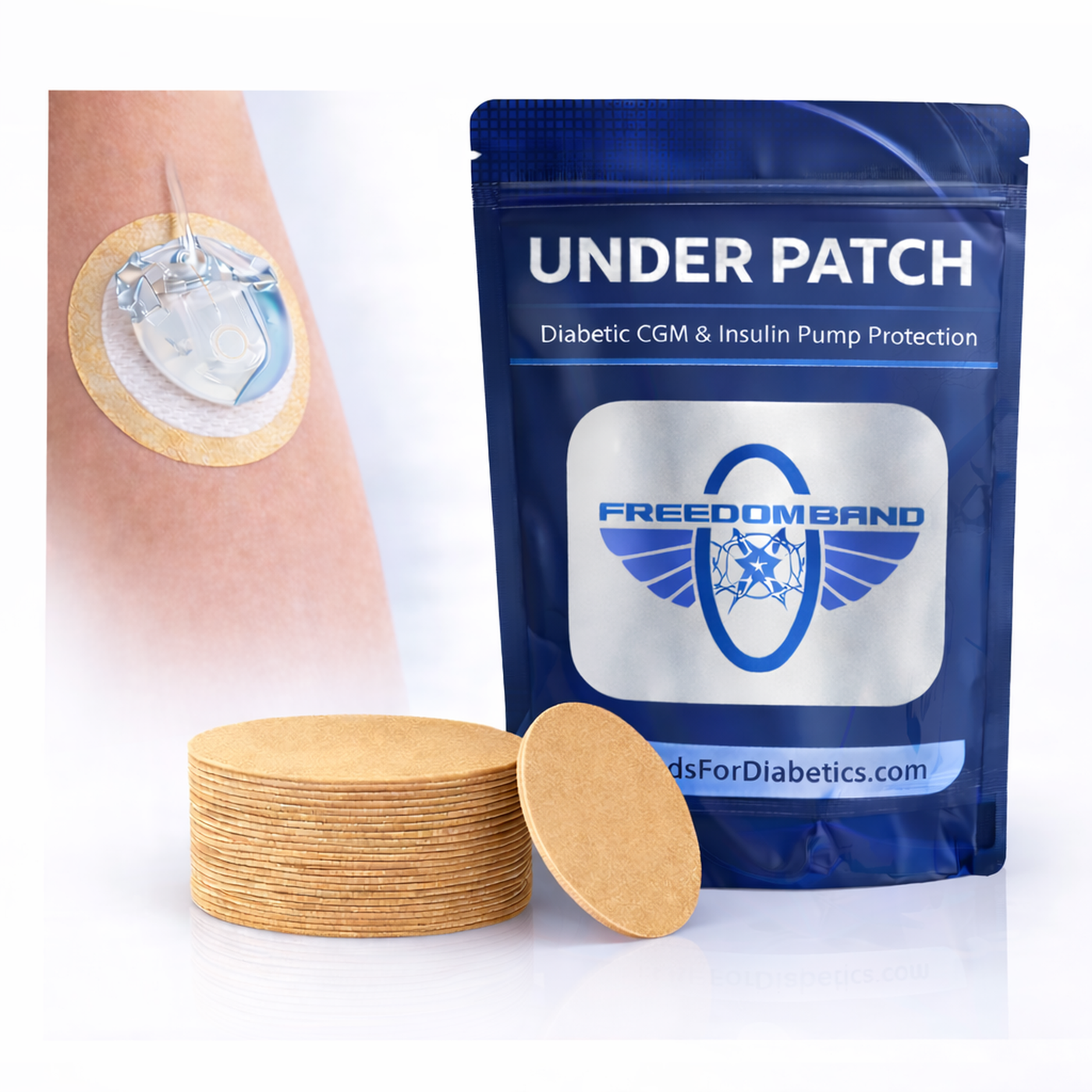 Tandem Mobi and t:slim X2 infusion site underpatch with hypoallergenic adhesive barrier