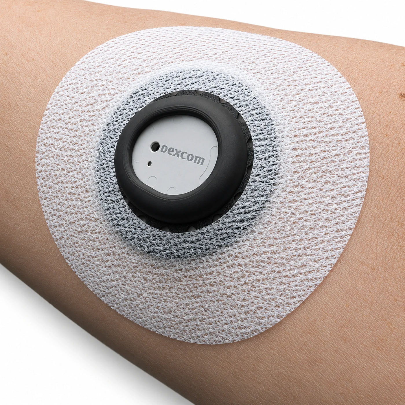Dexcom G7 compatible sensor with protective Infiniflex guard and overlay patch