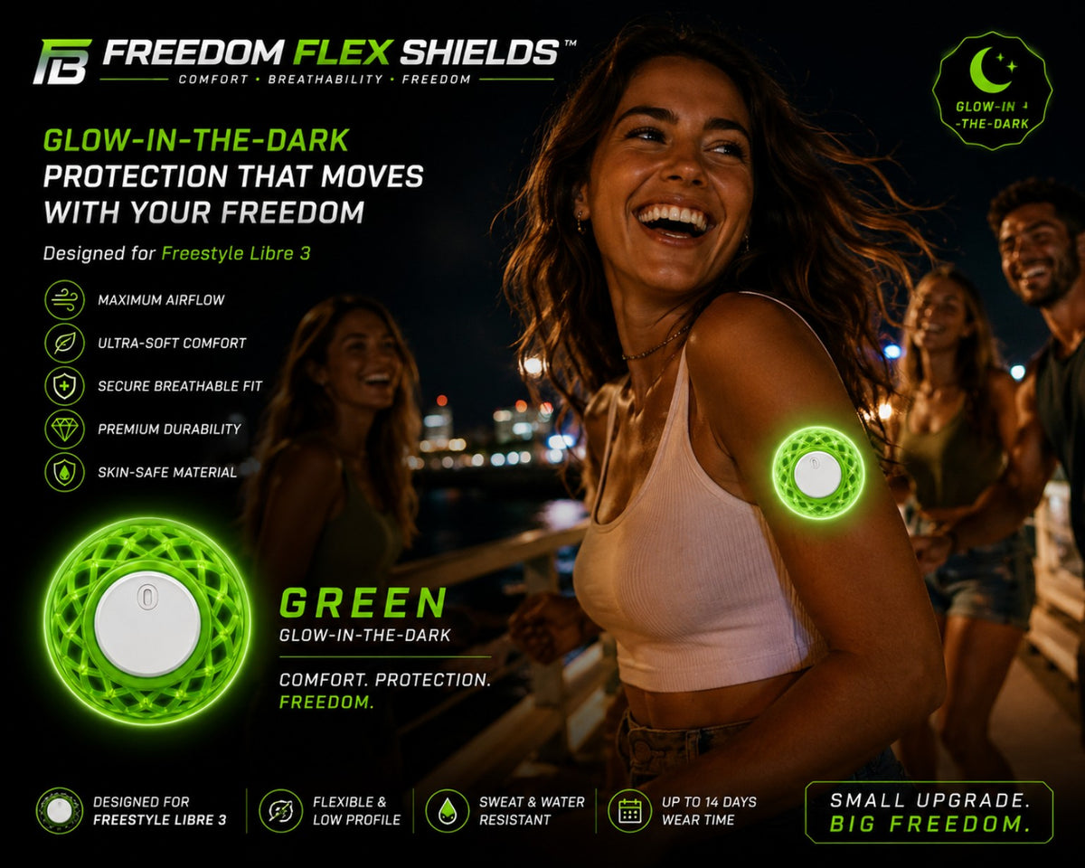 Complete Freestyle Libre 3 and Libre 3 Plus CGM accessory bundle with armband, guard, overpatches and underpatches