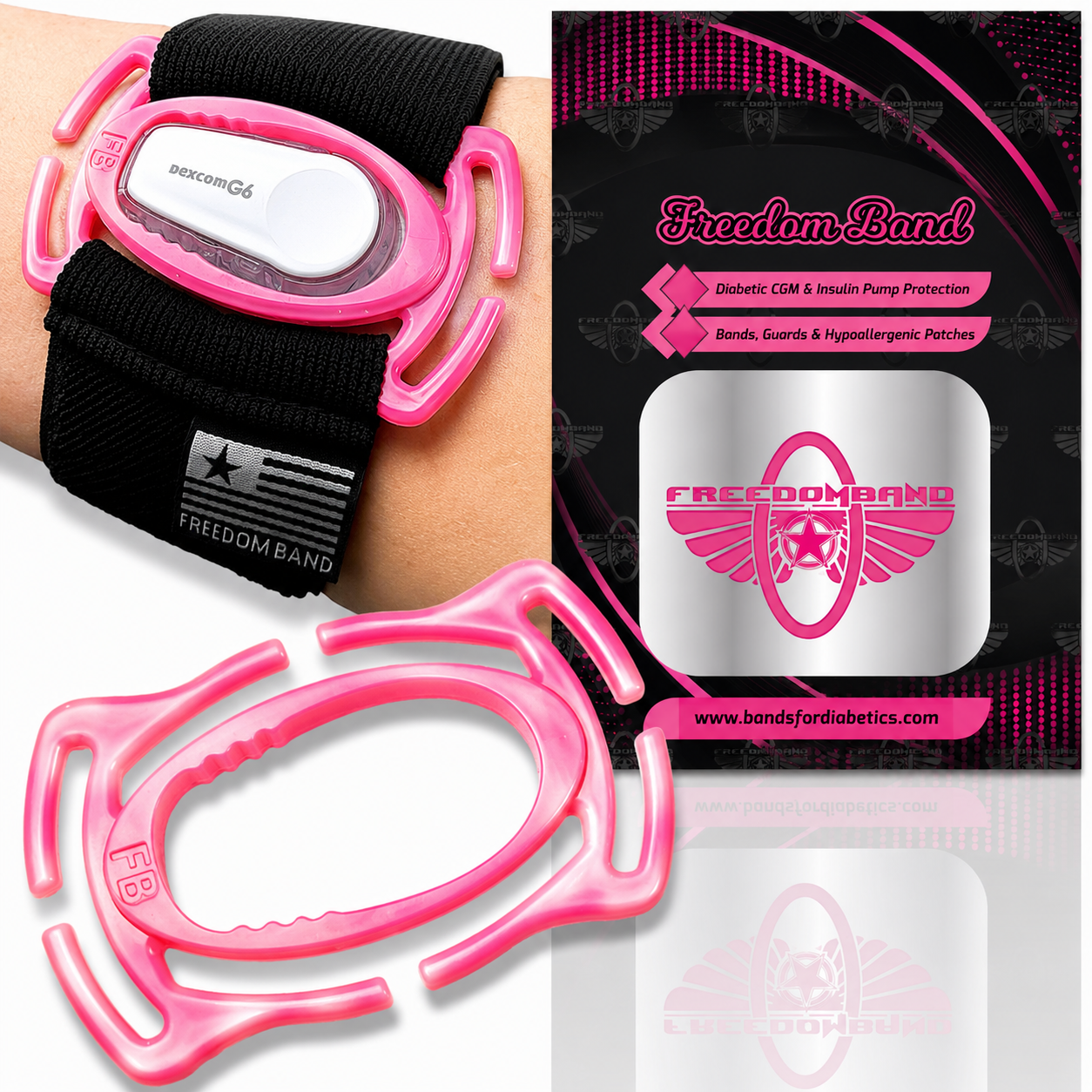 Dexcom G6 Starter Kit : Protective Case & Two 2" Wide Velcro® Waist & Armband Combo