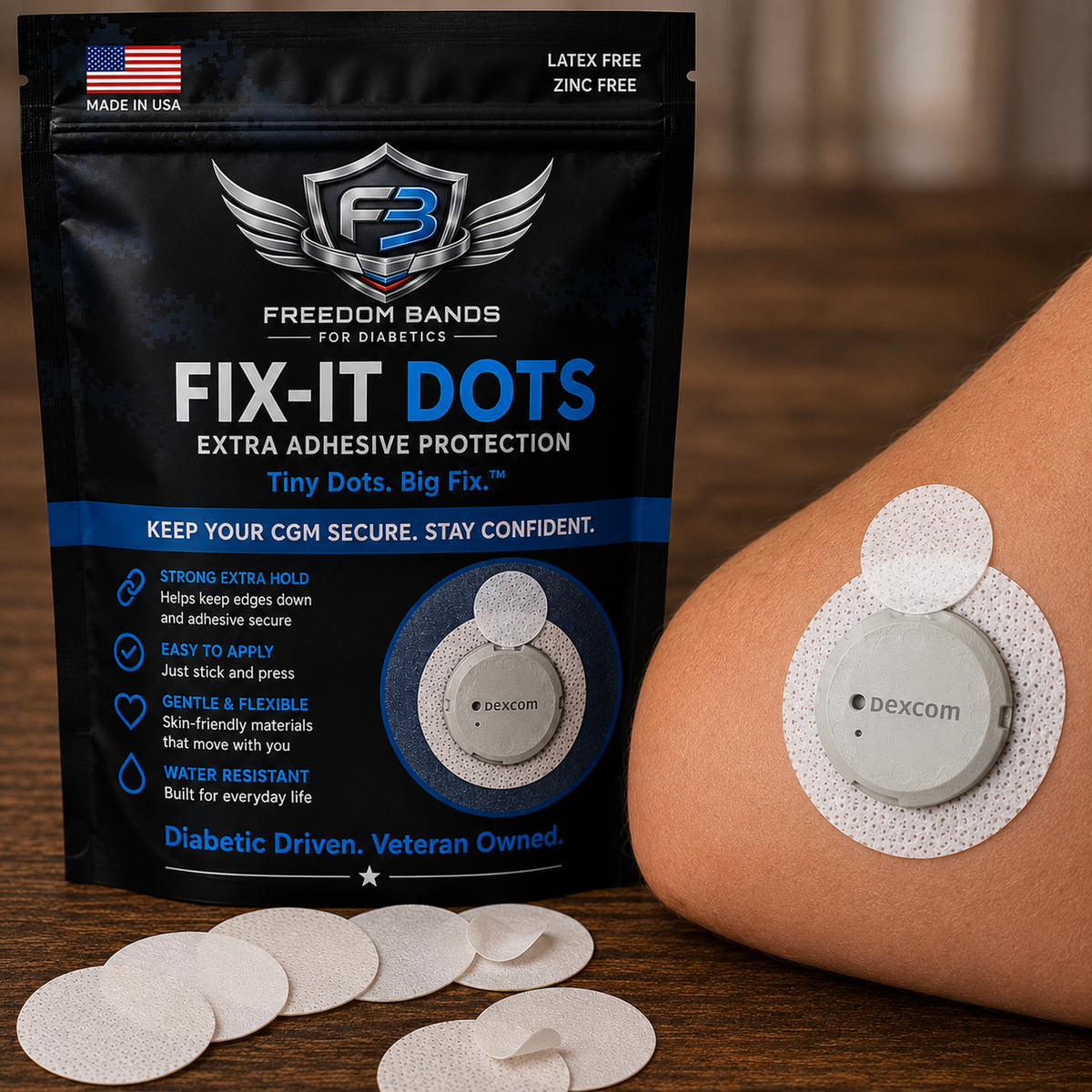 CGM Adhesive Repair & Pump Tubing Anchor | Freedom Fix-It Dots