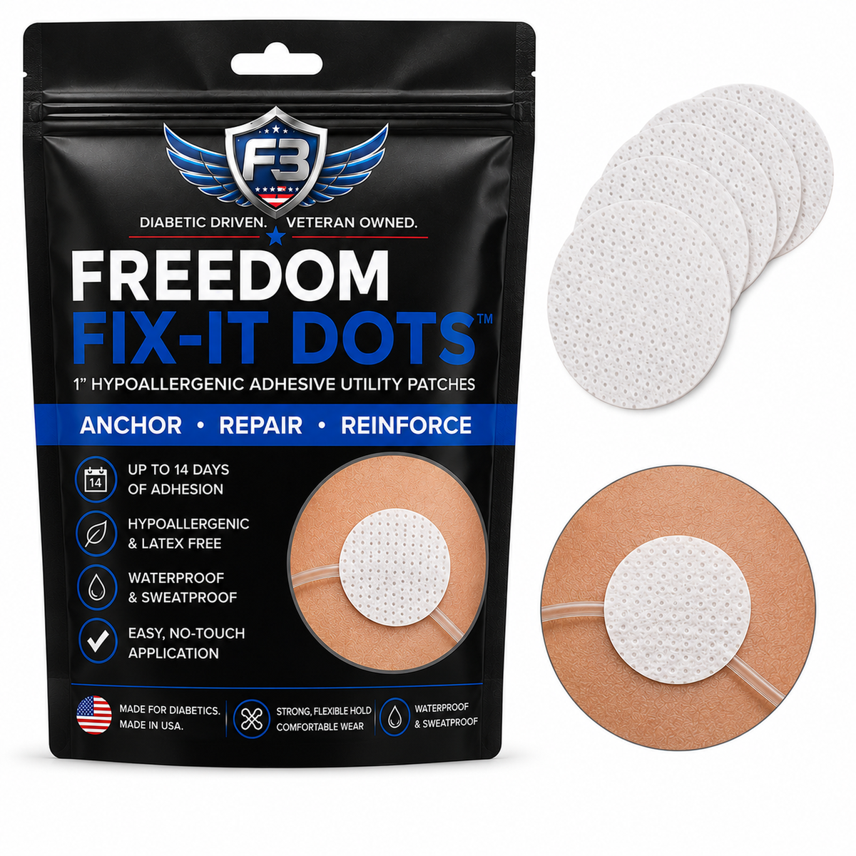 CGM Adhesive Repair & Pump Tubing Anchor | Freedom Fix-It Dots