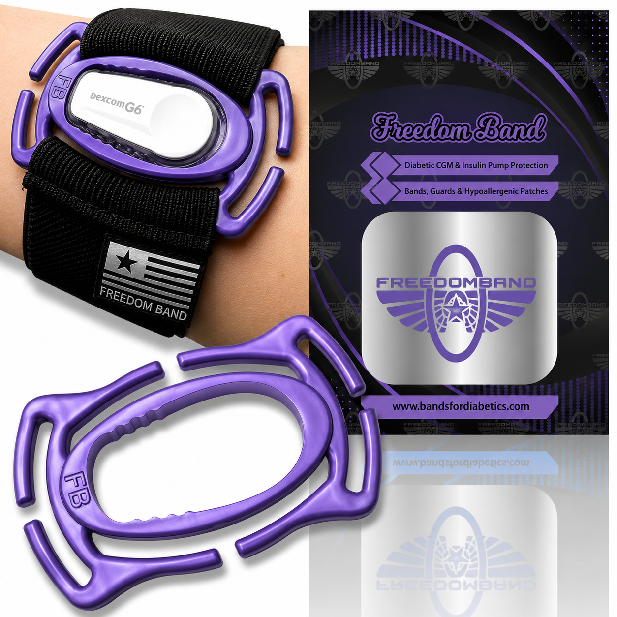 Dexcom G6 Starter Kit : Protective Case & Two 2" Wide Velcro® Waist & Armband Combo