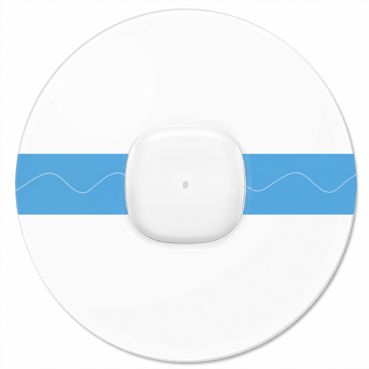 Simplera Sync sensor under a 3.15-inch clear circular overpatch with peel backing
