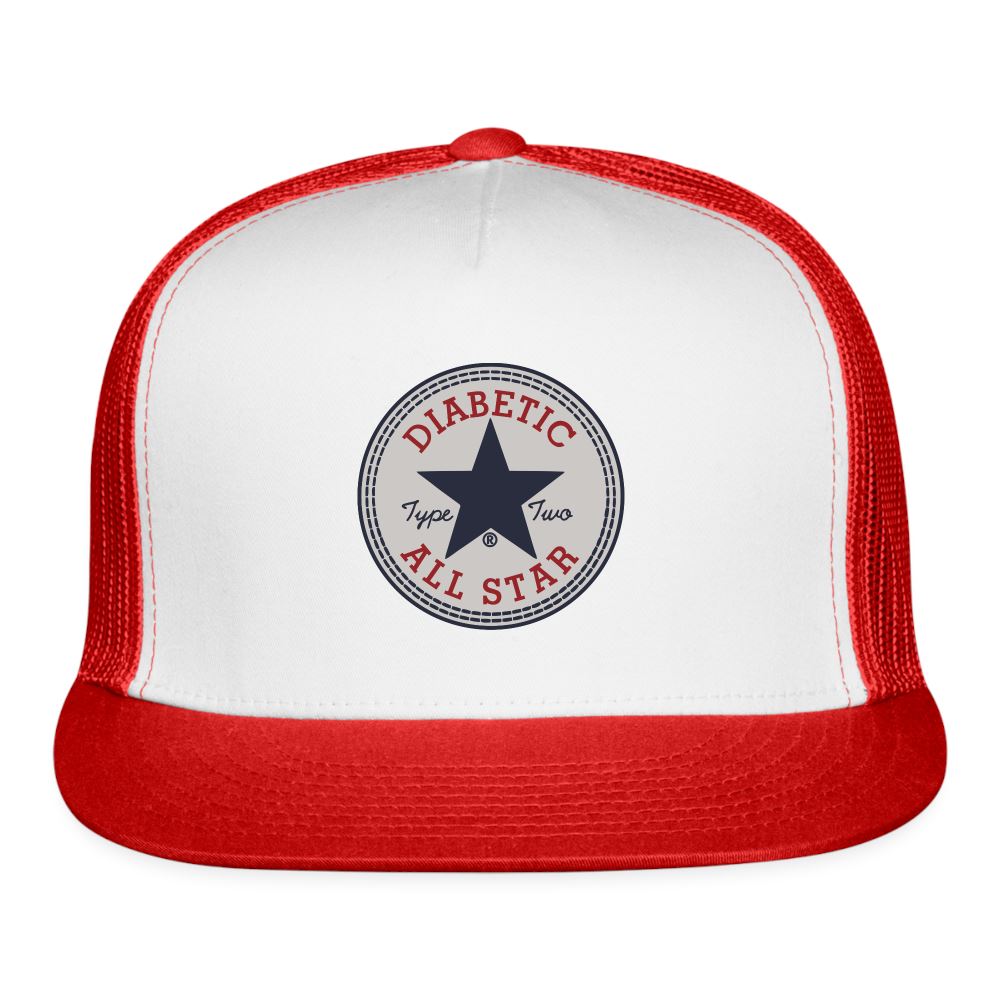Type Two Diabetic All Star Trucker Cap Trucker Cap SPOD white/red 