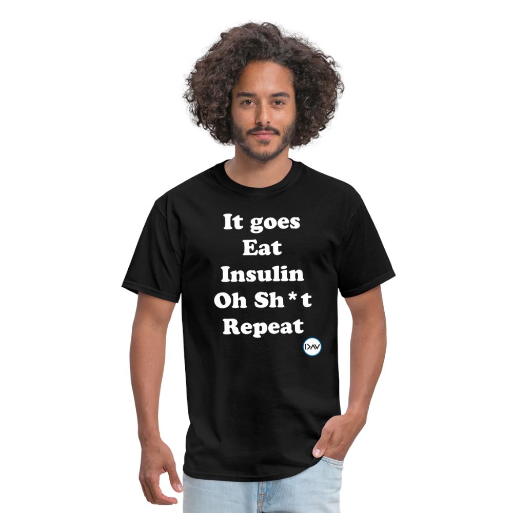 It goes Eat Insulin Oh Sh*t Repeat Parody Unisex Classic T-Shirt Unisex Classic T-Shirt | Fruit of the Loom 3930 SPOD black S 