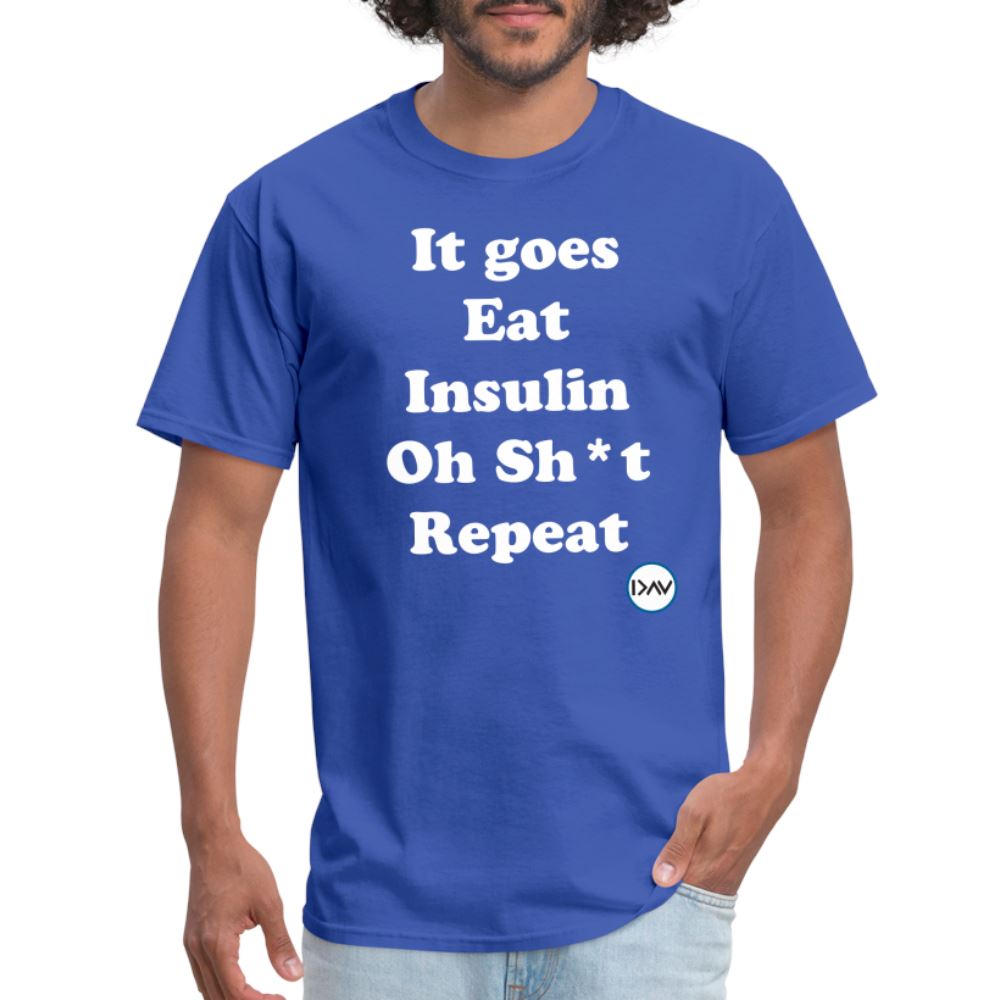 It goes Eat Insulin Oh Sh*t Repeat Parody Unisex Classic T-Shirt Unisex Classic T-Shirt | Fruit of the Loom 3930 SPOD royal blue S 