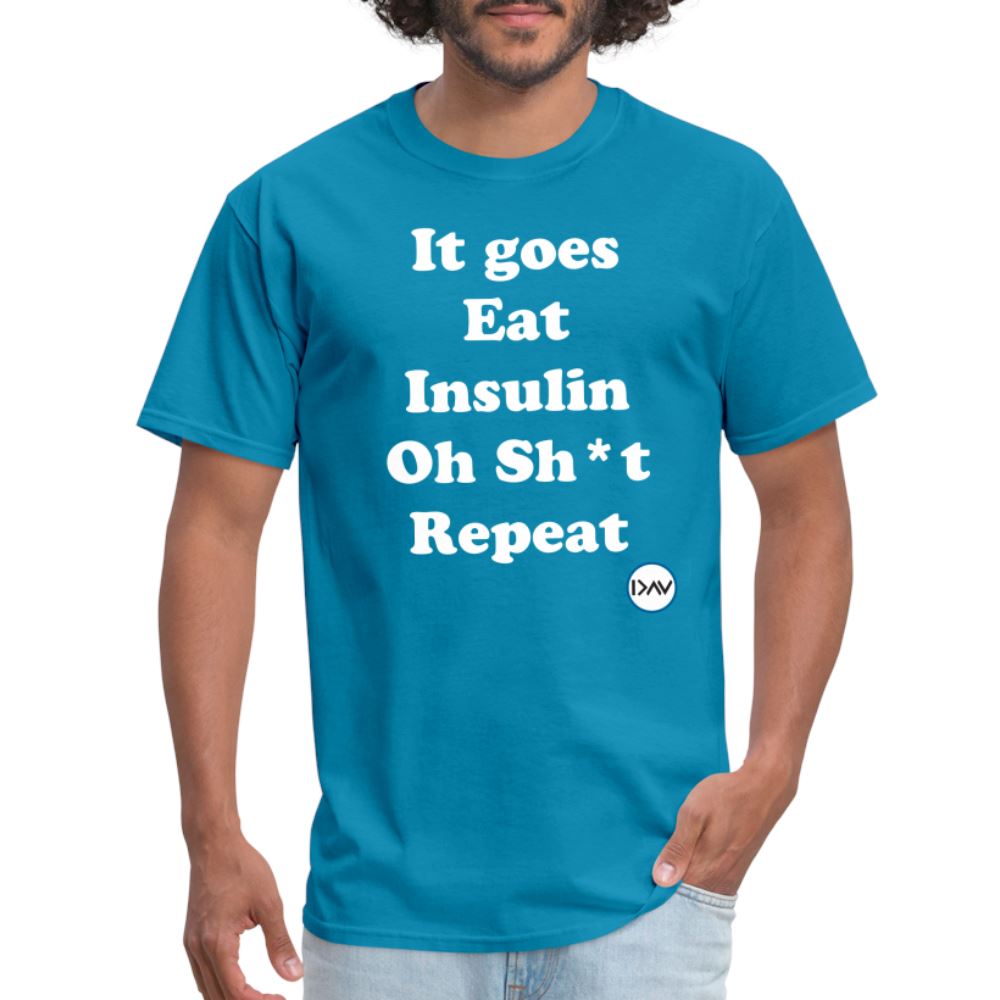 It goes Eat Insulin Oh Sh*t Repeat Parody Unisex Classic T-Shirt Unisex Classic T-Shirt | Fruit of the Loom 3930 SPOD turquoise S 