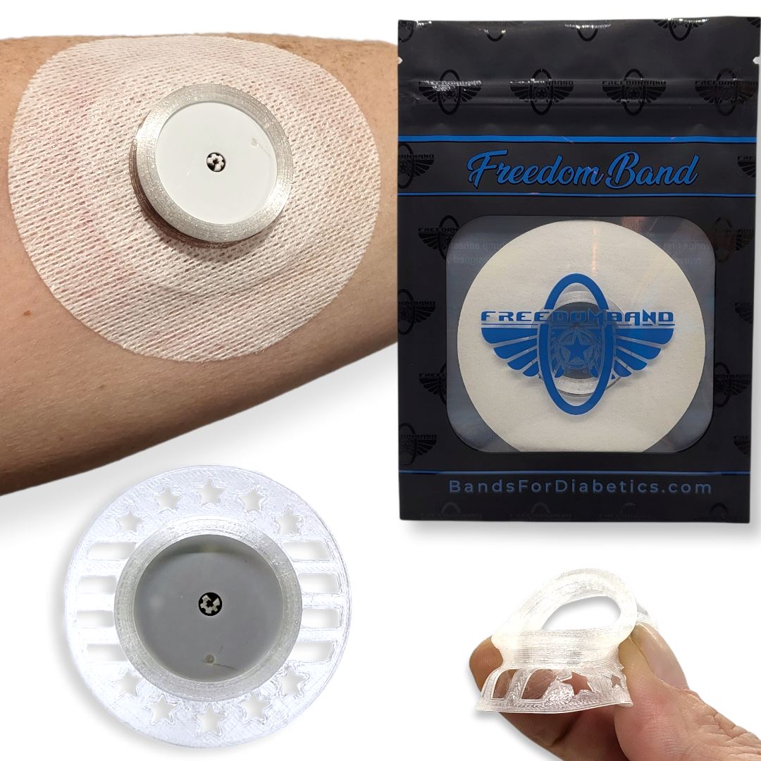 Freestyle Libre 1 & 2 : Reusable Infiniflex Protective Overlay Shield : Soft & Flexible Armor Cover Freestyle Libre Freedom Bands For Diabetics Quartz Clear Crystal Free Sample : White Micro-woven Yes