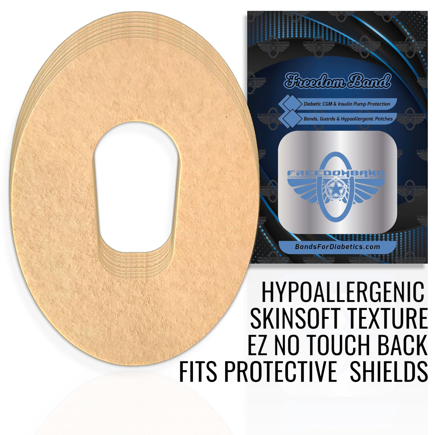 Dexcom G6 3.75x4" Inch Overlay Adhesive Patch Only : Tan Waterproof Non-latex Shell Back Patch Freedom Bands For Diabetics 