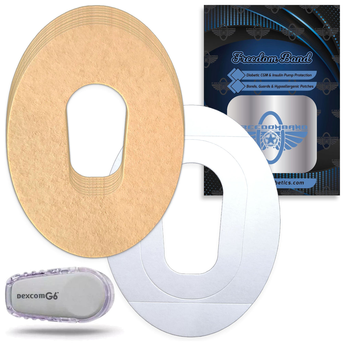 Dexcom G6 3.75x4" Inch Overlay Adhesive Patch Only : Tan Waterproof Non-latex Shell Back Patch Freedom Bands For Diabetics 