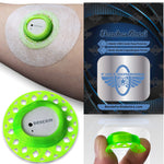Neon Green Infiniflex guard with white overpatch for Dexcom G7 compatible sensors