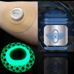 Green glow Infiniflex guard with tan overpatch for Dexcom G7 compatible sensors