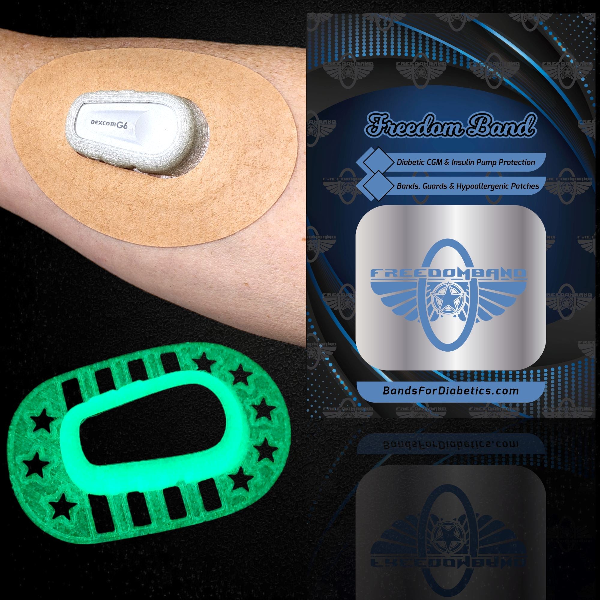 Dexcom G6 : Sensor Cover Protective Overlay Patch Guard : Soft & Flexible Armor Shield Dexcom G6 Guard Freedom Bands For Diabetics Green Glow-In-The-Dark Free Sample : Tan Skinsoft Texture 