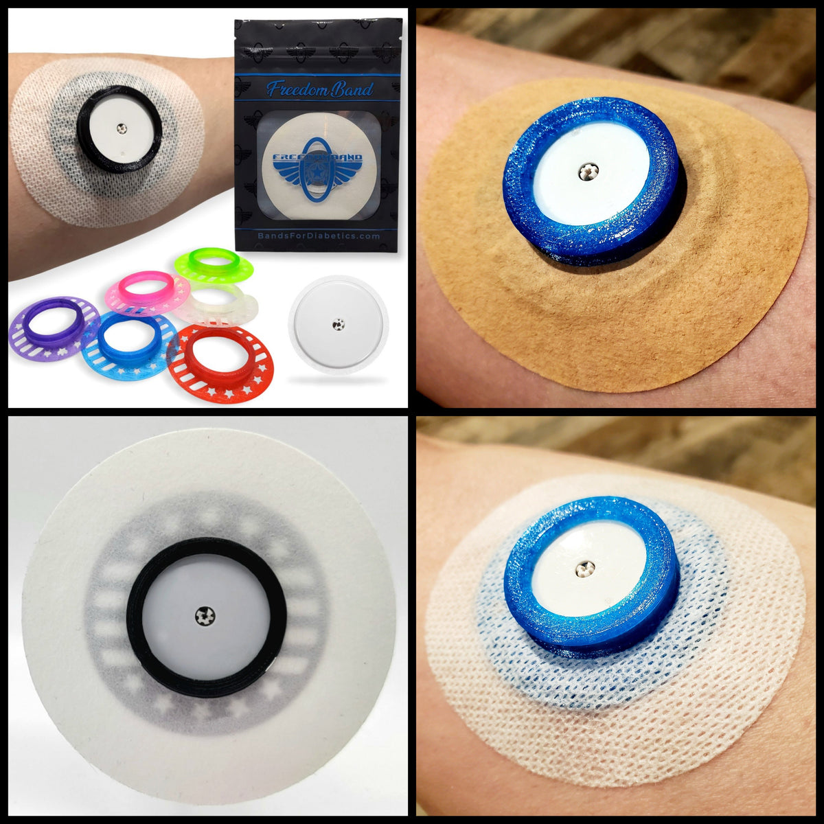 Freestyle Libre 1 & 2 : Reusable Infiniflex Protective Overlay Shield : Soft & Flexible Armor Cover Freestyle Libre Freedom Bands For Diabetics Awareness Blue Crystal Free Sample : White Micro-woven Yes