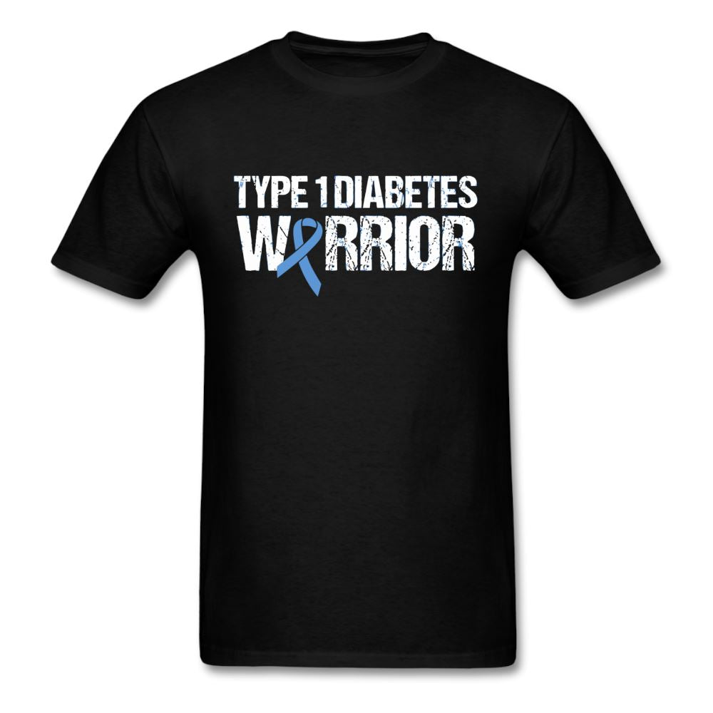 Type 1 Diabetes Warrior Blue Ribbon Pride T-Shirt - black