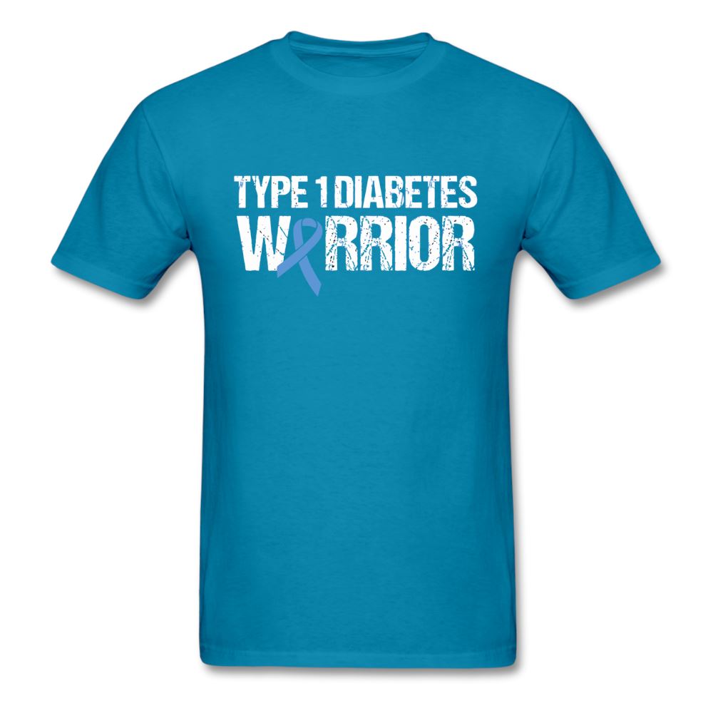 Type 1 Diabetes Warrior Blue Ribbon Pride T-Shirt - turquoise