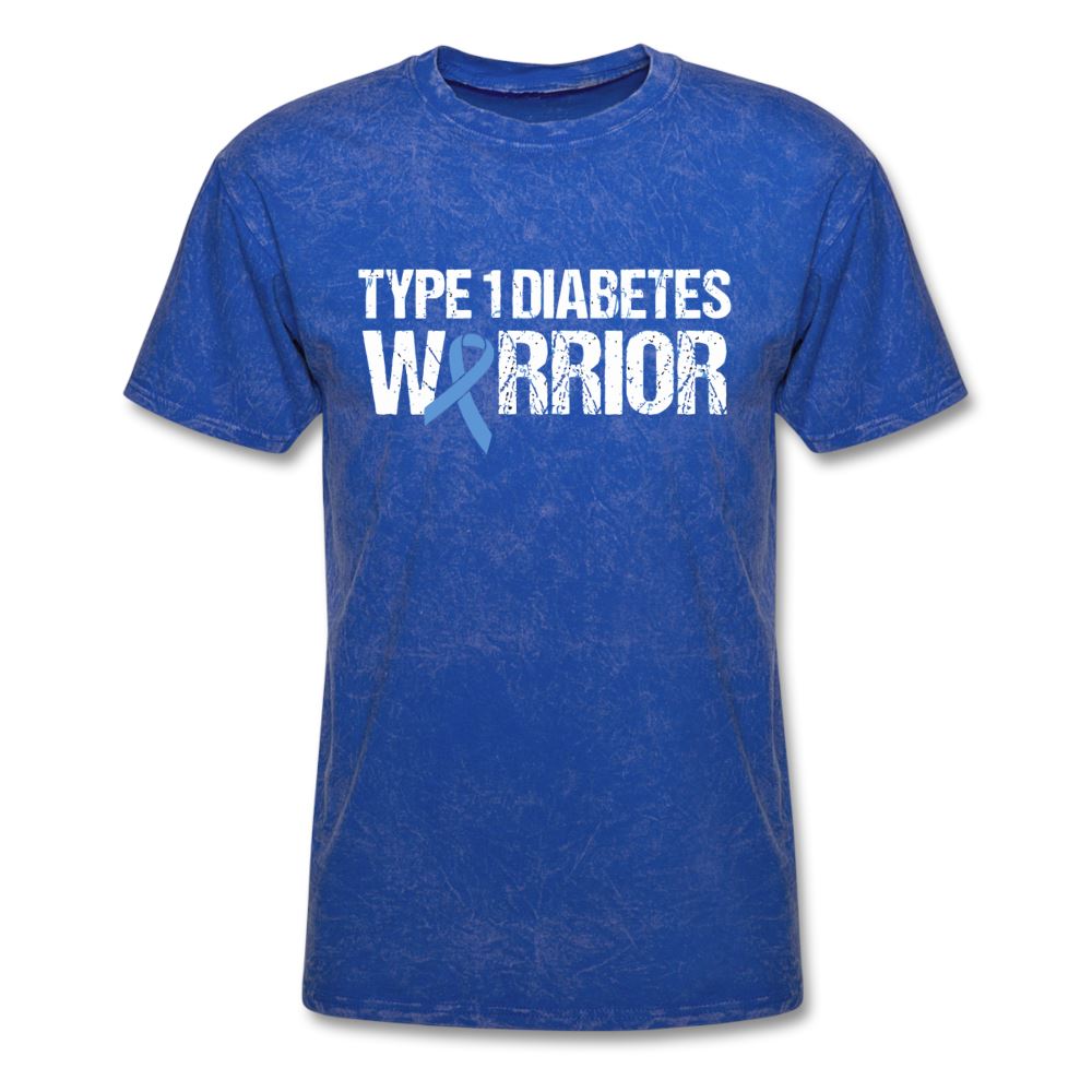 Type 1 Diabetes Warrior Blue Ribbon Pride T-Shirt - mineral royal