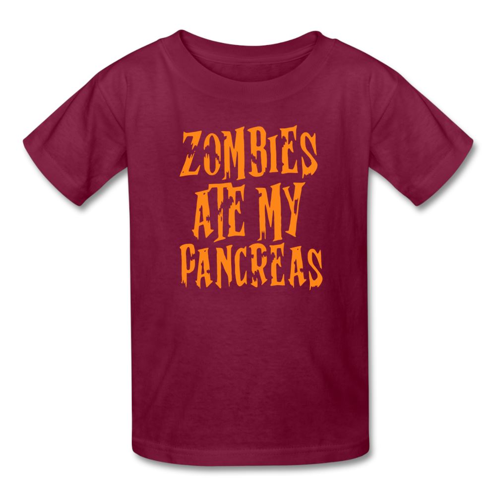 Zombies Ate My Pancreas Halloween Kids' T-Shirt - burgundy