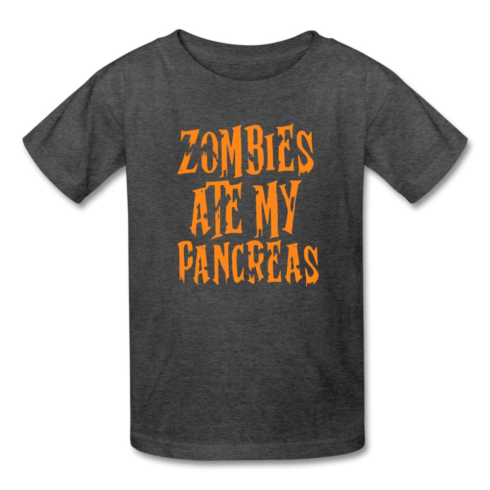Zombies Ate My Pancreas Halloween Kids' T-Shirt - heather black