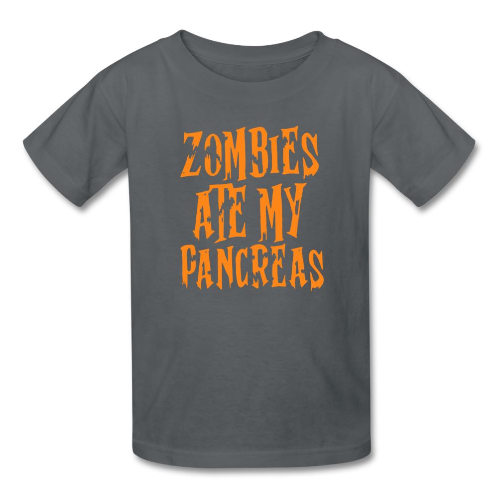 Zombies Ate My Pancreas Halloween Kids' T-Shirt - charcoal