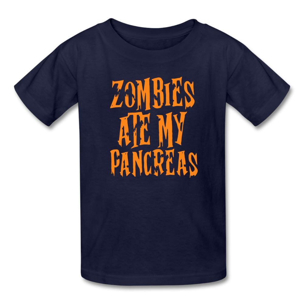 Zombies Ate My Pancreas Halloween Kids' T-Shirt - navy