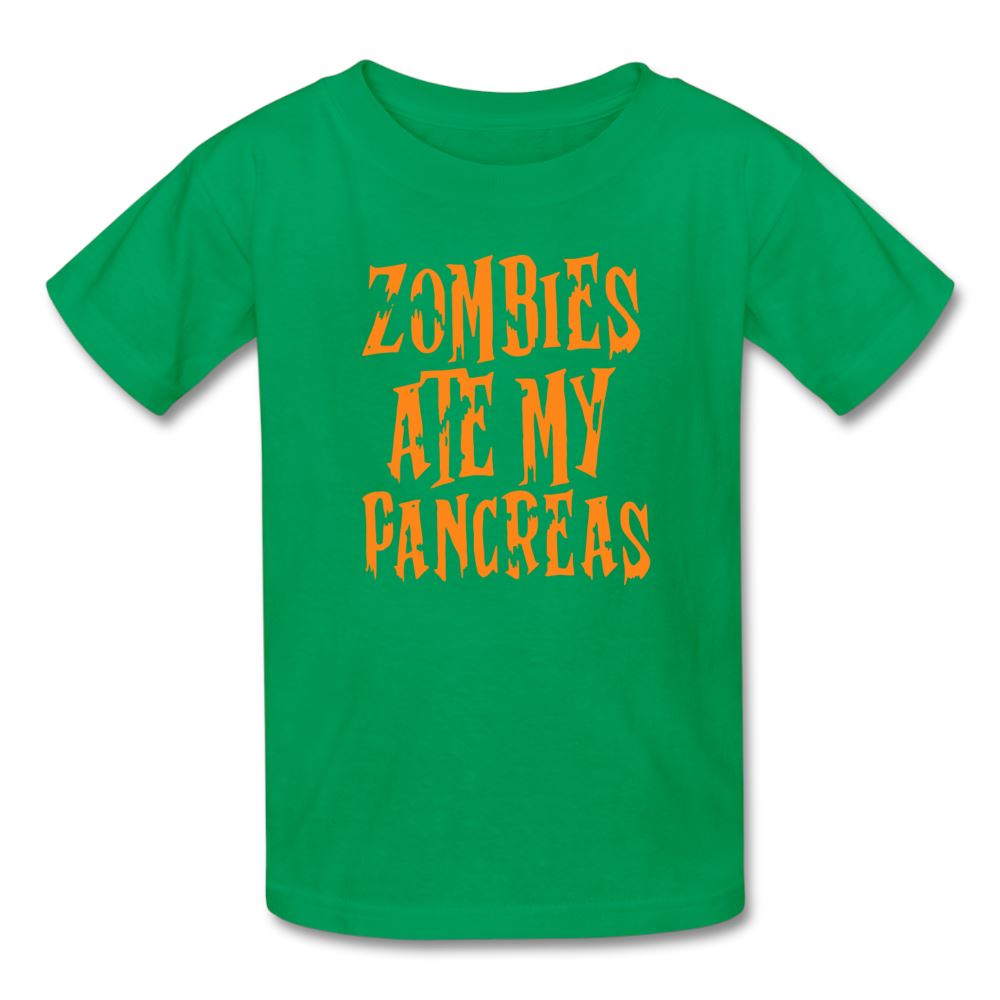 Zombies Ate My Pancreas Halloween Kids' T-Shirt - kelly green