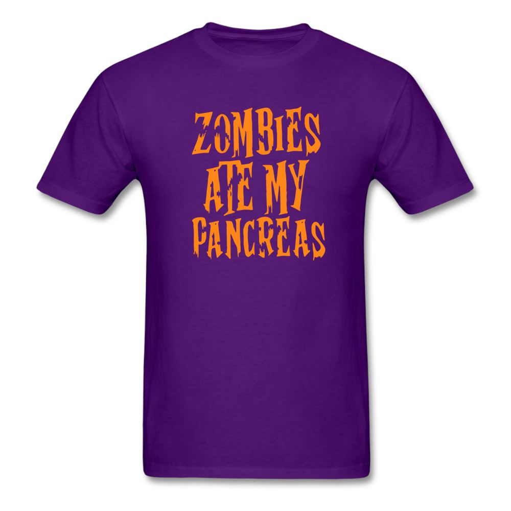 Zombies Ate My Pancreas Diabetic Humor Adult T-Shirt - purple