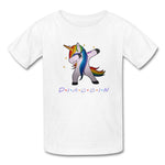 Diabbin unicorn CGM Type 1 diabetes awareness kids T-shirt in white