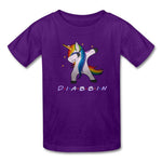 Diabbin unicorn CGM Type 1 diabetes awareness kids T-shirt in purple