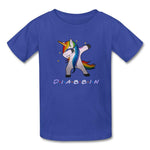 Diabbin unicorn CGM Type 1 diabetes awareness kids T-shirt in royal blue