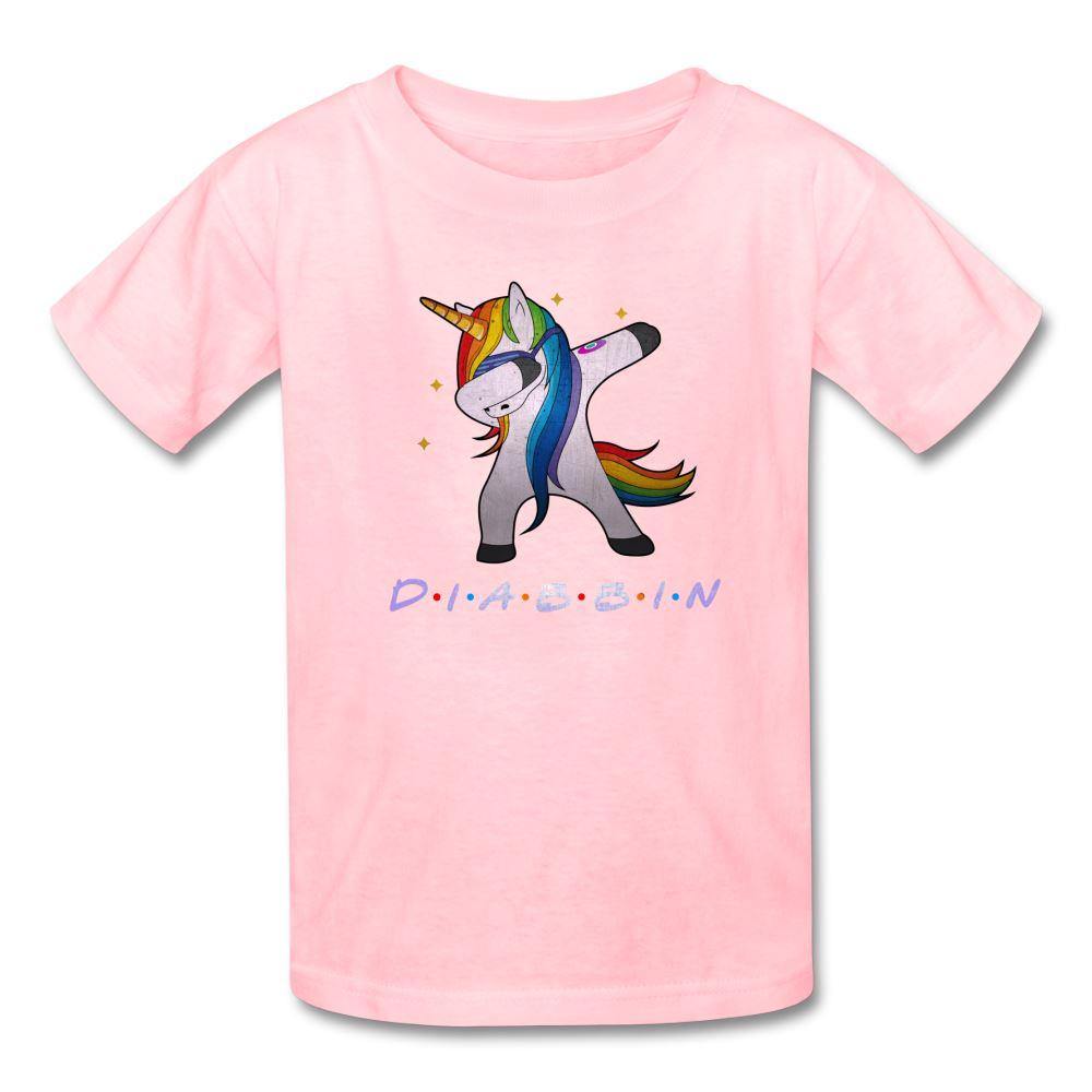 Diabbin unicorn CGM Type 1 diabetes awareness kids T-shirt in pink