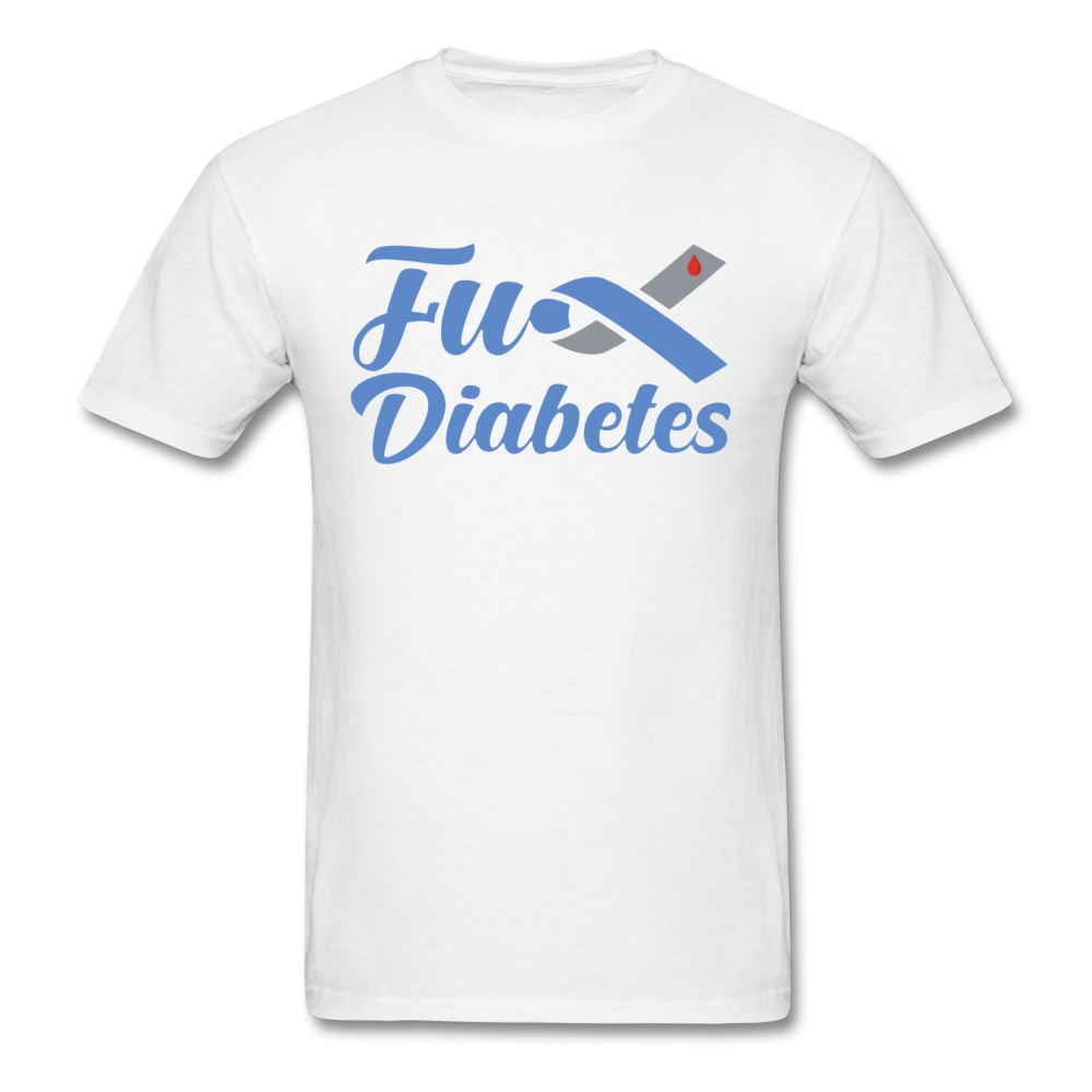 Fu*K Diabetes Blue Ribbon Diabetic Awareness Unisex T-Shirt - white