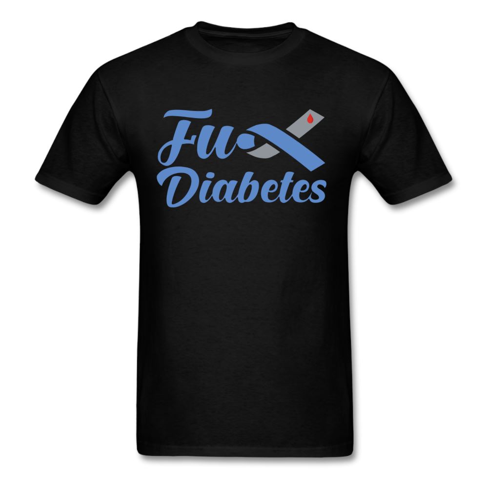 Fu*K Diabetes Blue Ribbon Diabetic Awareness Unisex T-Shirt - black