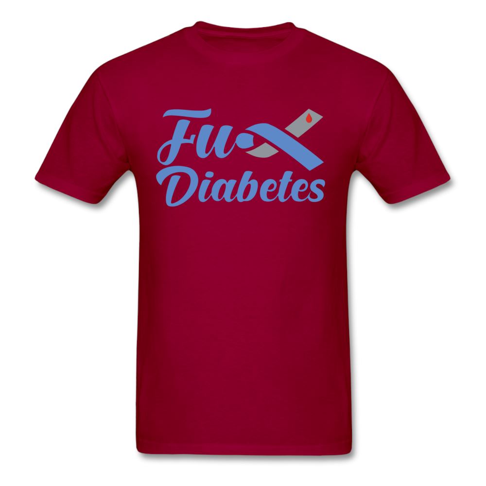 Fu*K Diabetes Blue Ribbon Diabetic Awareness Unisex T-Shirt - dark red