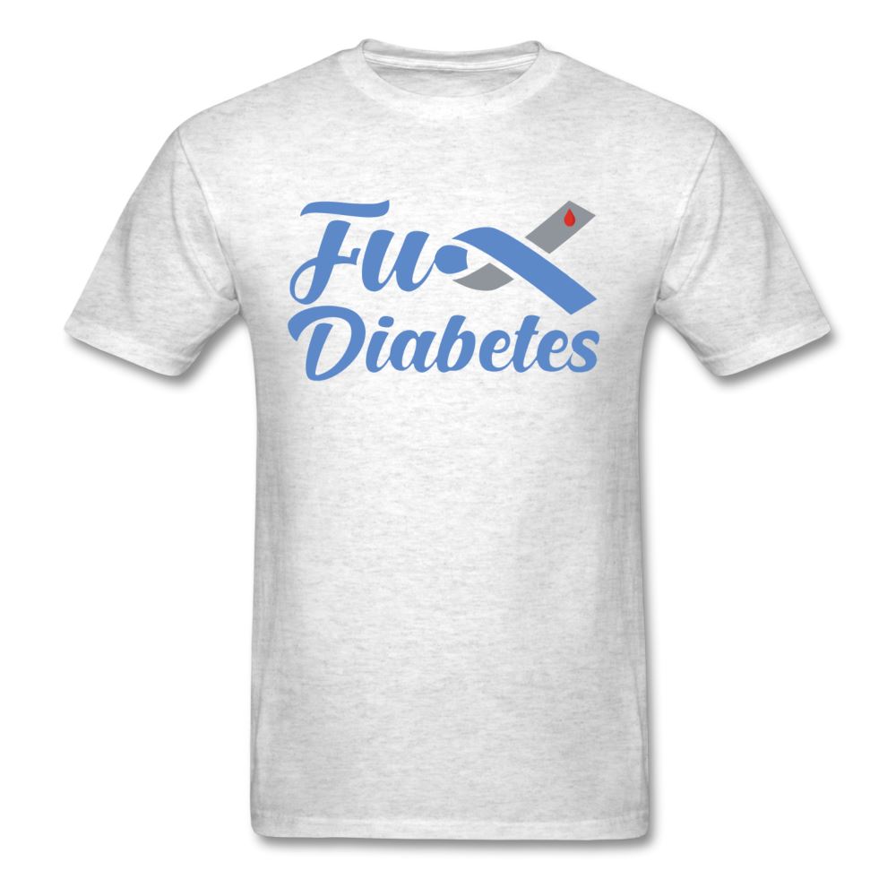 Fu*K Diabetes Blue Ribbon Diabetic Awareness Unisex T-Shirt - light heather gray