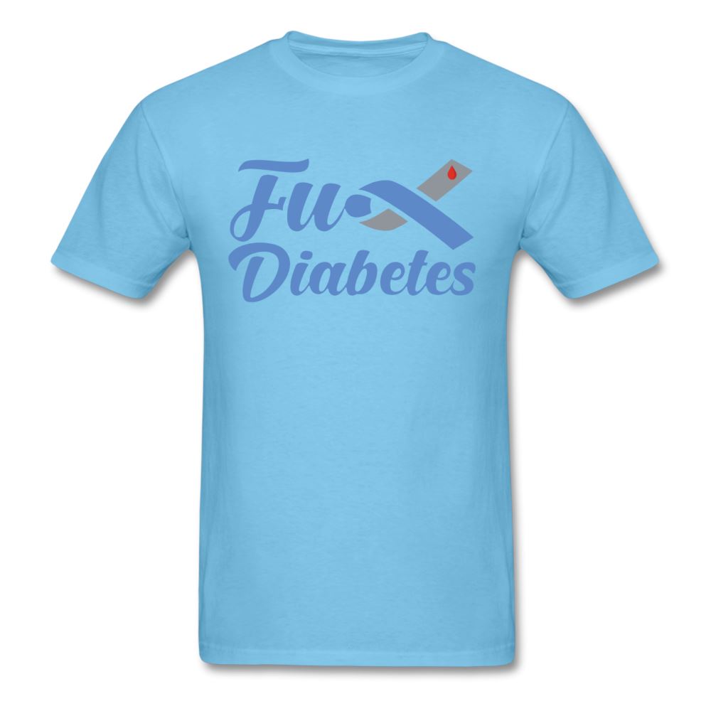 Fu*K Diabetes Blue Ribbon Diabetic Awareness Unisex T-Shirt - aquatic blue